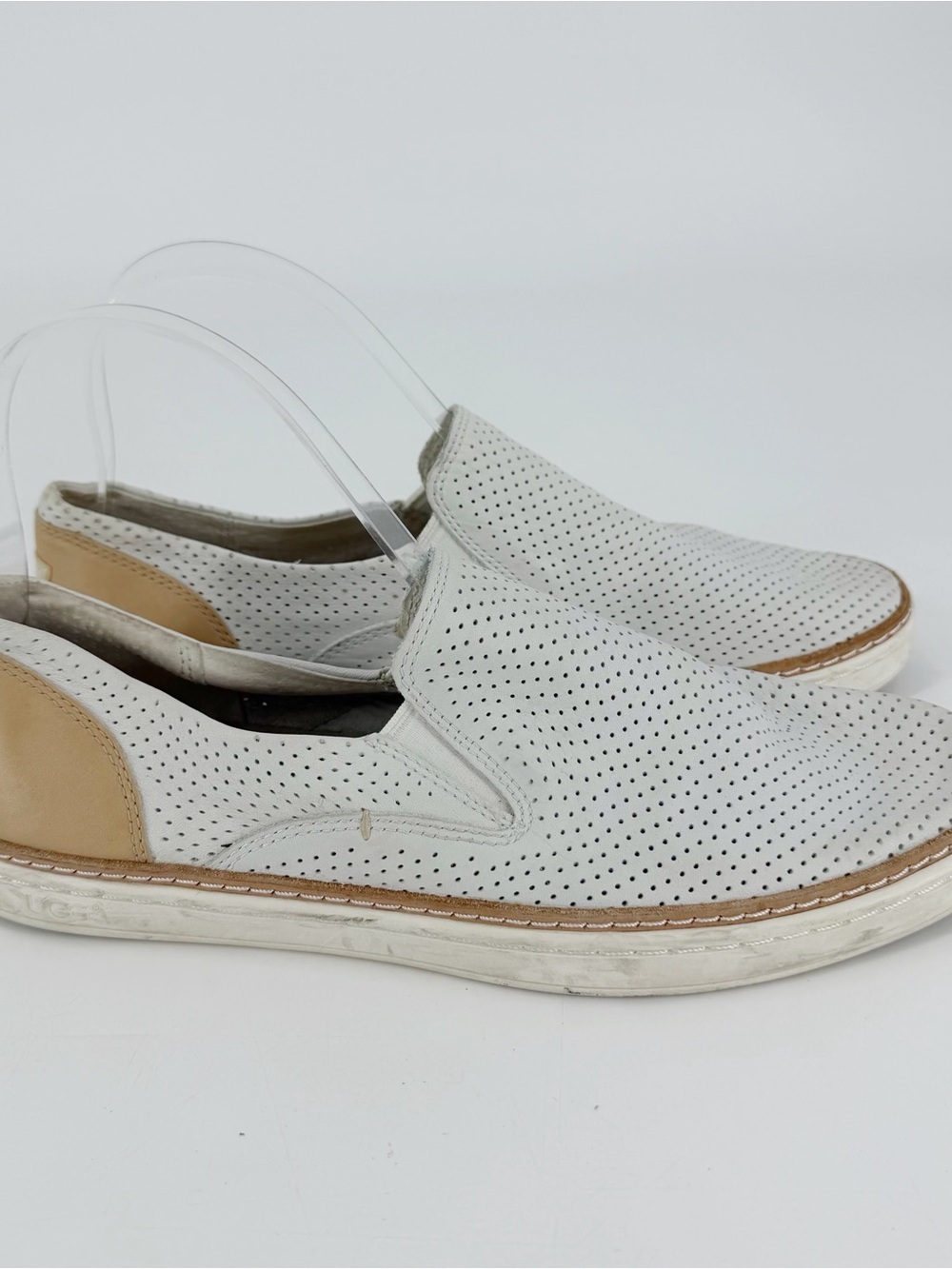 Ugg Adley Perforated Slip On Sneakers White Size US 8 Leather